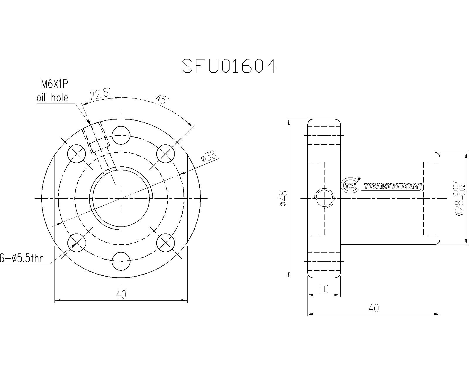 SFU1604-4滾珠絲桿螺母尺寸