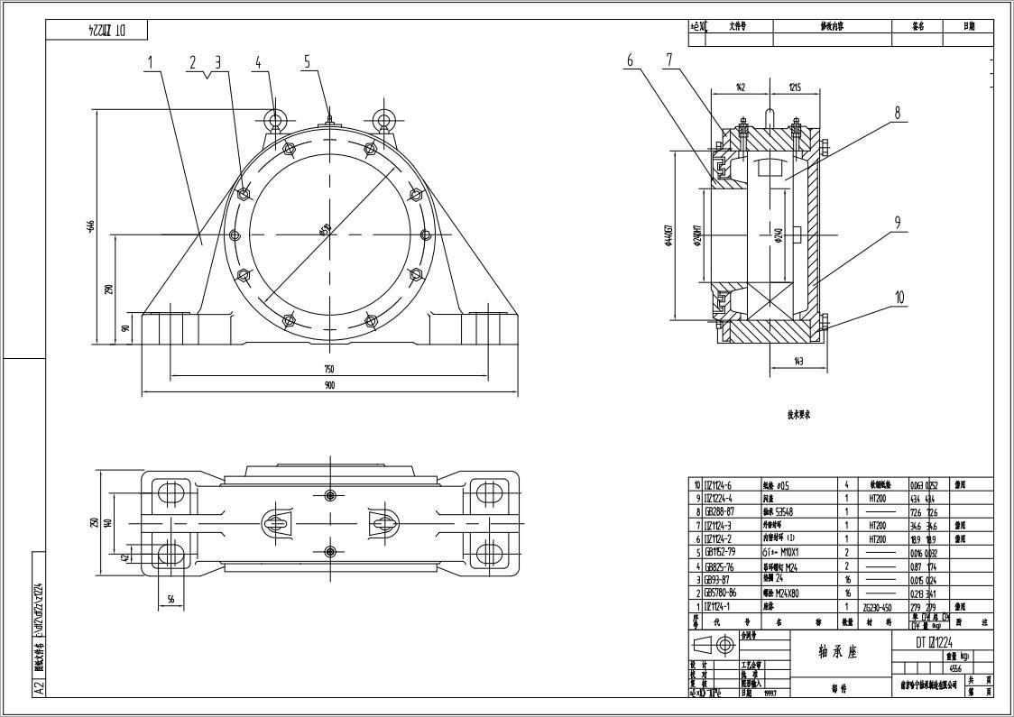 DTIIZ1224皮帶機專用軸承座悶蓋自由端適配軸承型號22248